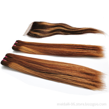 Indian Hair Extension Bundles For Black Women Indian Virgin Human Hair Silky Straight Wave Bundles With Closure